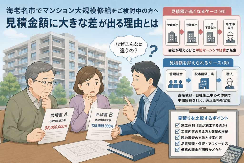 海老名市でマンション大規模修繕をご検討中の方へ|見積金額に大きな差が出る理由とは